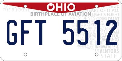 OH license plate GFT5512