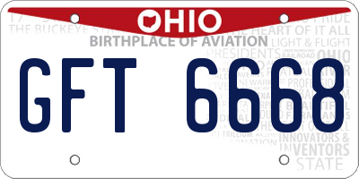 OH license plate GFT6668