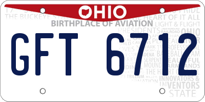 OH license plate GFT6712