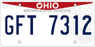 OH license plate GFT7312