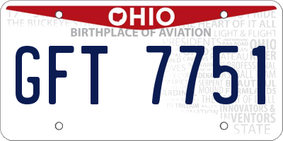 OH license plate GFT7751