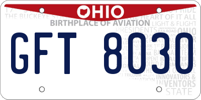 OH license plate GFT8030