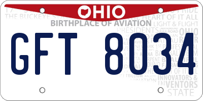 OH license plate GFT8034