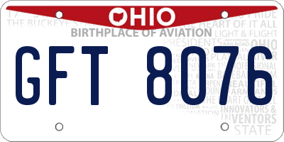 OH license plate GFT8076
