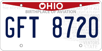 OH license plate GFT8720