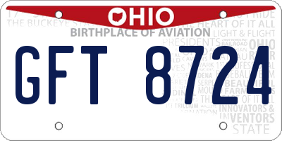 OH license plate GFT8724