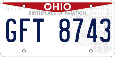 OH license plate GFT8743