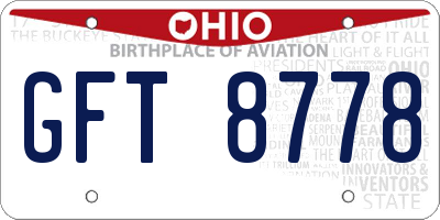 OH license plate GFT8778