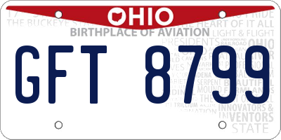 OH license plate GFT8799