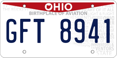 OH license plate GFT8941
