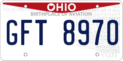 OH license plate GFT8970