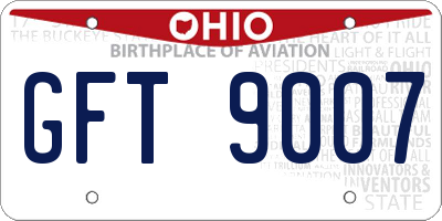 OH license plate GFT9007