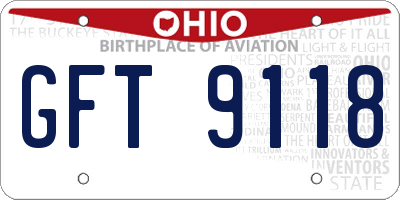 OH license plate GFT9118