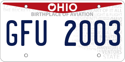 OH license plate GFU2003