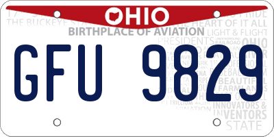 OH license plate GFU9829