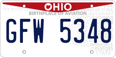 OH license plate GFW5348