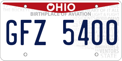 OH license plate GFZ5400