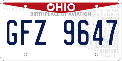 OH license plate GFZ9647