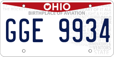 OH license plate GGE9934