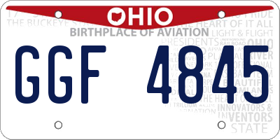 OH license plate GGF4845