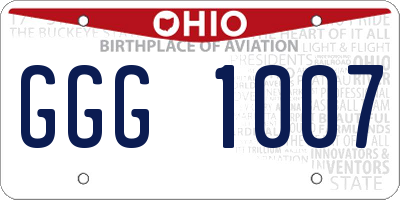 OH license plate GGG1007