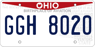 OH license plate GGH8020