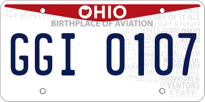 OH license plate GGI0107
