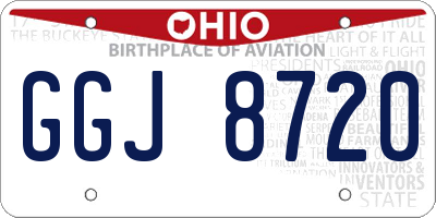 OH license plate GGJ8720