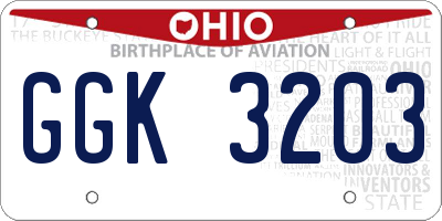 OH license plate GGK3203