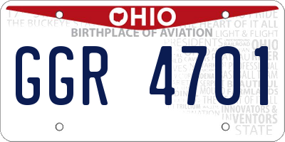 OH license plate GGR4701