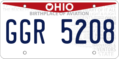 OH license plate GGR5208