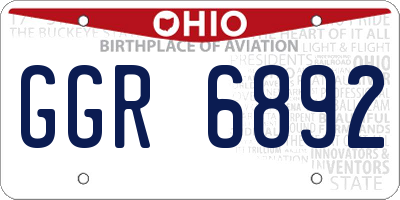 OH license plate GGR6892