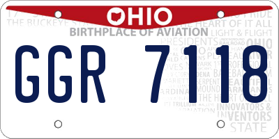 OH license plate GGR7118