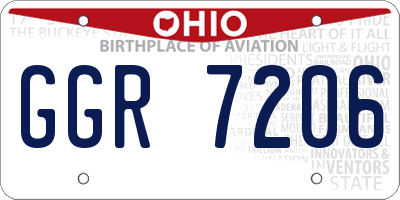 OH license plate GGR7206