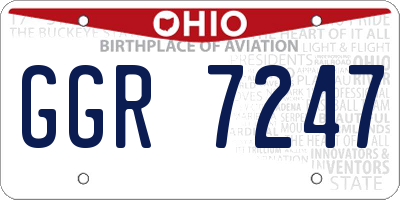 OH license plate GGR7247