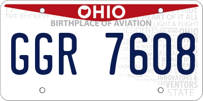 OH license plate GGR7608