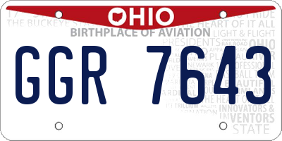 OH license plate GGR7643