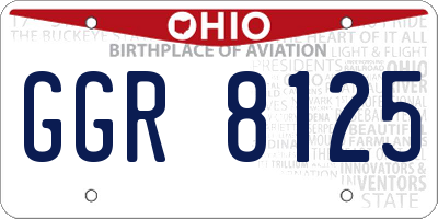 OH license plate GGR8125