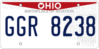 OH license plate GGR8238
