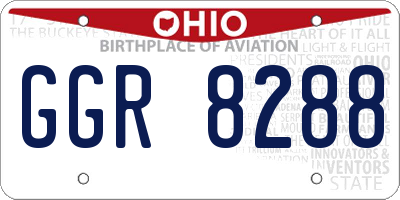 OH license plate GGR8288