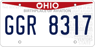 OH license plate GGR8317
