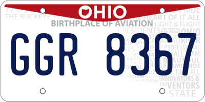 OH license plate GGR8367