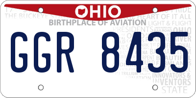 OH license plate GGR8435