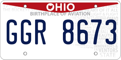 OH license plate GGR8673
