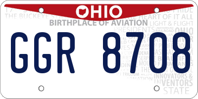 OH license plate GGR8708