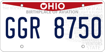 OH license plate GGR8750