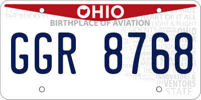 OH license plate GGR8768