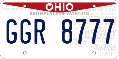 OH license plate GGR8777