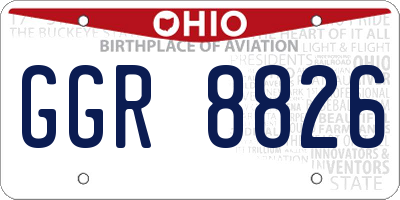 OH license plate GGR8826