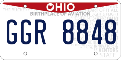 OH license plate GGR8848